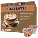 Double Donut Coffee Chai Latte Pods – Spiced & Creamy Chai Tea Latte – Notes of Cinnamon, Cardamom, Cloves & Ginger, Compatible with Keurig Brewers, 20 Count