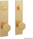 Signature Hardware 455443 Ambrus Solid Brass Keyed Entry Door Knob Set with 2-3/8" Backset - Satin Brass