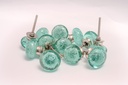 Round Glass Dresser Drawer, Door, Cabinet Knob Brushed Nickel Hardware - - Pack of 12 (Aqua Green)