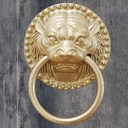 Tiger Head Brass Door Knocker Vintage Thick Copper Door Handle Antique Front Door Garden Wall Decoration Accessories (Size: Diameter 10cm Color: Brass)