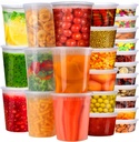 Deli Containers with Lids 48 Sets - Plastic Soup Containers with Lids 8oz, 16oz, 32oz - Take Out Container for Restaurant, Food Container with Leakproof, Microwave/Freezer/Dishwasher Safe