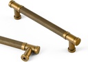 Goo-Ki 6 Pack Knurled Cabinet Pulls Antique Brass Drawer Handles, 5.04 Inch c-c Vintage Bronze Bar Pull Zinc Alloy Hardware for Kitchen Cupboard