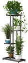 LINZINAR Plant Stand Indoor Outdoor Metal 4 Tier 5 Potted Multiple Flower Pot Holder ShelfPlanter Display Shelving Unit for Patio Garden Corner Balcony Living Room