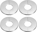 HARFINGTON 4pcs Wall Split Flange 1.02" (26mm) Stainless Steel Round Self-Adhesive Split Flange Pipe Cover Clip-on Escutcheon Collar for Floor Ceiling Bathroom Kitchen Toilet