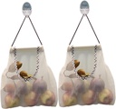 Durable Reusable Hanging Storage Mesh Bags for Fruits, Vegetables, Garlic, Ginger & Potatoes, Kitchen Storage Mesh Bag, Breathable Storage Bags for Pantry, Home Decor & Kitchen Decor (2 white bags)