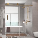 CASSILANDO Frameless Sliding Shower Door, 56-60"Wx75"H, Tempered Glass Shower Door 5/16 "(8mm) with Explosion-Proof Film, Stainless Steel Hardware in Matte Black, Designed for Smooth Door Closing,Gold
