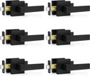 6 Pack Matte Black Door Handles, Keyless Interior Door Knobs, Privacy Door Lever Locksets for Bedroom Bathroom, Heavy Duty Square Door Lock (2.0lb), Reversible for Left&Right Handled Doors