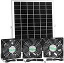 Solar 3 Fan Kit for Intake or Exhaust air, 25W Solar Panel Powered Fan for Chicken Coop, Greenhouse, Outdoor Solar Fans with 15 ft Cord, IP67 Waterproof, 3500RPM