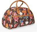 Tirrinia Insulated Lunch Bag for Women w/Leather Handle, Reusable Flower Tote Bag for Men, Fashionable Cooler Lunch Box for Working/Picnic - Brown Floral
