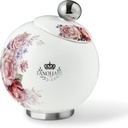 fanquare Vintage Floral Candy Jar, Cute Round Porcelain Food Storage Jar for Tea, Coffee, Sugar, Nuts, Spice, White Ceramic Kitchen Canister