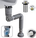 Bathroom Sink Drain Pipe Kit, 3 in 1 Plumbing, Fits for 1-1/4'' & 1-1/2'' Drain Hole, with Anti-Odor, Anti-Backflow, Space-Saving Design for Bathrooms, RVs, and kitchen