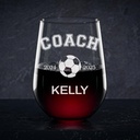 Custom Wine Glass Soccer Coach Gift, Laser Engraved Soccer Personalized Name And Years, Great Gift For Retirement, End Of Season Celebrations And Special Occasions