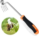 Weed Puller Tool，2024 New Garden Weeder Tool Stainless Steel Hand Weeder Tool,4 Teethes Dual Purpose Weed Remover Tool Weeding Tools for Gardening (Rubber Handle)