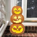 17" Halloween Pumpkin Lantern - Light Up Pumpkins with Unique 3 Tiers Design - Lightened Large Pumpkin with Waterproof ETL Certified Cord Plug and 2 Safety Fuse - 17 Inch