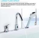 CREA Roman Tub Faucet Set - Chrome Bathtub Faucet with Hand Shower and Diverter