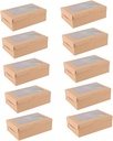 10pcs Kraft Paper Cupcake Box with Insert Cavity Dessert Carrier for Home Bakery for Weddings Birthdays and Special Occasions Window Design for Easy Viewing