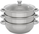 Steamer Pot 11in/28cm, Stainless Steel 3 Tier Steam Pot Cookware with Lid & Handle, Multipurpose Steam Pot for Cooking, Vegetable Steamer Large for Gas Electric Stove
