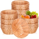 Amyhill 30 Pack Plastic Round Bread Baskets Bulk 7.1 Inch Woven Small Baskets Empty Fruit Food Vegetables Storage for Food Serving, Kitchen, Restaurant, Centerpiece, Gifts for Christmas, Thanksgiving