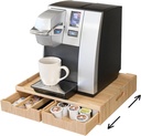 Mobilevision Bamboo Drawer & Large Sliding Tray for K-Cup & Espresso Pod Storage Organize Coffee Maker & countertop appliances for Kitchen & Office Break Rooms