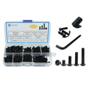 460Pcs M3*6/8/10/12/16/20/25mm, Button Head Socket Cap M3 Screws Bolts and Nuts Assortment Kit with 1 Hex Wrench, Black Zinc Plated, 8.8 Grade Alloy Steel
