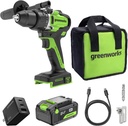 Greenworks 24V Cordless Brushless 800 in-lbs Drill/Driver, Professional Grade,21 Clutch, 4.0Ah USB-C Battery (24,000mAh Power Bank),65W USB-C Fast Charger(3-Port) and USB C to USB C Cable(3.3FT)