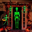 Halloween Hanging Ghosts Decorations, Outdoor 4 PCS Luminous Skeletons with 60-inch Life Size, Glow-in-The-Dark Posable Skeleton for Party Bar Yard Garden Wall Decor
