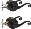 2 Pack Interior Door Handles with Turn Lock,Matte Black Privacy Interior Door knobs，Door Locks Bathroom Lever Door Handle