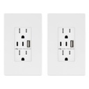 TOPGREENER 4.2A 3-Port Type C USB Outlet, 15 Amp Receptacle Plug, Charging Power Outlet with Dual Type C&A Ports, Screwless Wall Plate Included, UL Listed, TU21542AC2-WSID, White, 2 Pack