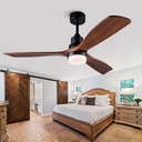 BOJUE 60 Inch Ceiling Fans with Lights and Remote Control, Dimmable LED Light,Quite DC Motor, Indoor Outdoor Wood Ceiling with 3 Blade Fan for Patio Living Room, Bedroom, Office, Summer House