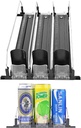 15" Black Drink Organizer for Fridge 3 Rows, Soda Can Dispenser for Refrigerator Adjustable Width, Self-Pushing Can Storage for Refrigerator Pantry Bottle Kitchen Freezer Organization