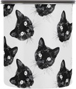 Black Cats Heads Pattern Airtight Coffee Bean Canister 30oz Food Storage Containers with Lids For Gournd, Tea, Sugar, Flour, Rice, Cereal, Candy Cookie Jar