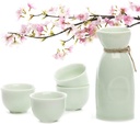 Sake Wine Set, Wine Glass,4 Sake Cups + Pot Ceramics Sake Handmade Pottery Sake Set Wine Pot Sake Wine Outdoor Cup Set,Home Decor