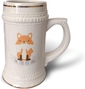 3dRose 22oz Stein Mug - Oh, for fox sake in a banner with an adorable fox on white background. Stamp City - typography