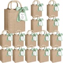 15Pack Burlap Tote Bag Set Reusable Blank Bridesmaid Gift Bags Jute Burlap Grocery Bag with Thank You Gift Tags Chiffon Silk Ribbons for Wedding DIY Invitations Parties and Baby Showers
