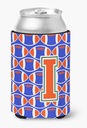 Caroline's Treasures CJ1083-ICC Letter I Football Green, Blue and Orange Can or Bottle Hugger Cooler Washable Drink Sleeve Collapsible Beverage Insulated Holder, Can Hugger, Multicolor