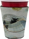 Caroline's Treasures SB3028RSC Beach Conch Shell in Blues Red Cup Hugger Cup Cooler Sleeve Hugger Machine Washable Drink Sleeve Hugger Collapsible Insulator Beverage Insulated Holder