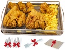 Air Fryer Basket & Tray Set for Oven – 16.5"x12.5" Stainless Steel Rack, Dishwasher Safe, 360° Airflow, Bacon Pan & Cookie Rack, Includes Brush, Gloves & Parchment