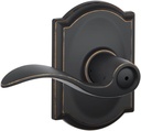 Schlage F40 ACC 716 CAM Accent Door Lever with Camelot Trim, Bed & Bath Privacy Lock, Aged Bronze