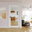 36" x 80" Slab Door, One Side Mirror Interior French Door, Pre-Finished Paintable Single Panel for Utility Room Pantry Closet as Prehung, Pocket, Bifold, Barn Doors-Shaker w/o Hardware, White Doors