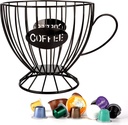 Stainless Steel Cup Coffee Basket pods holder Sturdy for Home or Office Kitchen Counter Organizer Espresso Capsule (Coffee Cup Shape BLACK)