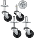 Reliable Hardware Company RH-9006-SET-A Plug Caster Set, Black & Silver 2 inches