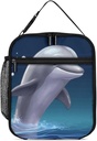 Insulated Lunch Bags for Women Reusable Lunch Boxes Cute Sea Animal Dolphin Waterproof Tote Bag Lunch Cooler Bag for Work