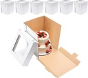 JJO Tall Cake Boxes for Tier Cakes, 6 Pack 10x10x12 Inch,White Cake Boxes with Window,Sturdy Tall Cake Carrier, Disposable Cake Containers