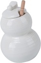 Ceramic Honey Pot with Dipper and Lid Food-grade Storage Jar for Kitchen Airtight Honey Dispenser for Home and Bakery Use Includes Wooden Spoon