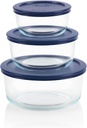 Pyrex Simply Store (3-Pack) Glass Food Storage Containers Set, (2, 4 & 7 Cup) Meal Prep Containers With BPA-Free Lids, Dishwasher & Microwave Safe