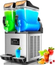 Slushy Machine,15L x2 Double Tanks Comercial Margarita &Slushie Machine,120+ Cups 1000W 110V Electric Large Daiquiri Machine with Self-cleaning Mode,for Home Party Restaurants Cafe Bars