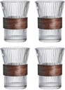 Stripes Glass Coffee Mug | 4-Pack with Sleeve | 301-400ml Heat-Resistant Glass | Perfect for Hot and Cold Drinks with Easy Grip for Home or Office Use