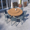 Urban Elements Melbourne 9-Piece Round Patio Furniture Set | Teak Finish 100% FSC Eucalyptus Wood | Backyard Furniture, Outside Table and Chairs, Outdoor Dining Set, 9-Piece Grey