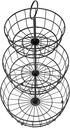 HANZE 3-Tier Wire Fruit Basket Bowl, Detachable Vegetable Bread Basket Display Storage Stand, Design for Kitchen, Bathroom Organization, Brown