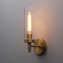 Phansthy Rustic Industrial Wall Sconce Light with 3.14"/8cm Tubular Clear Glass Lampshade (Single Sconce Antique)